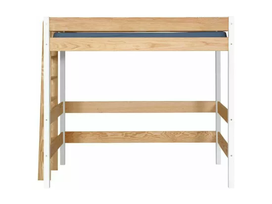 Lit mezzanine 90x190 cm bois massif blanc et bois TINO