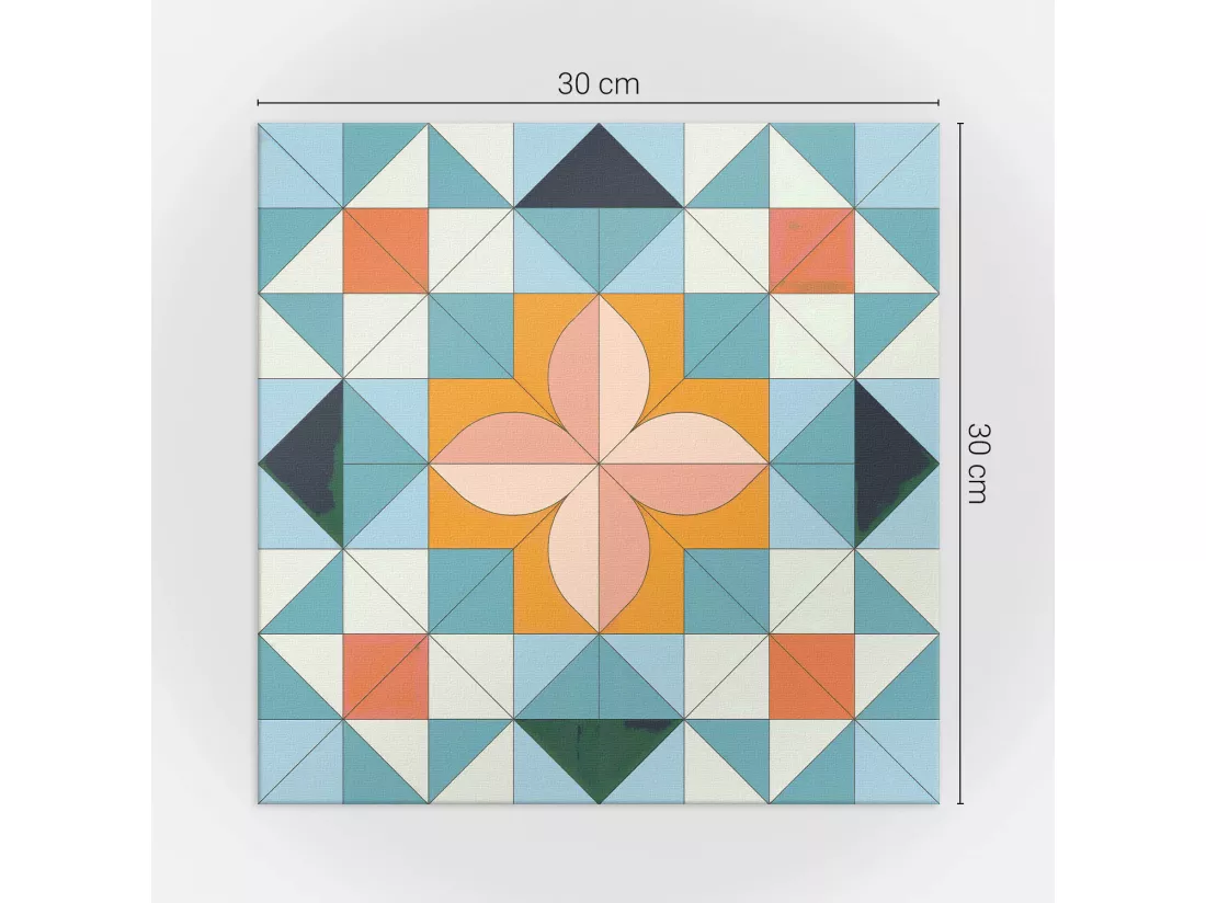 Carreaux autocollants PVC, Carrelage PVC adhésif - 9x30x30 - Motif géométrique avec une fleur