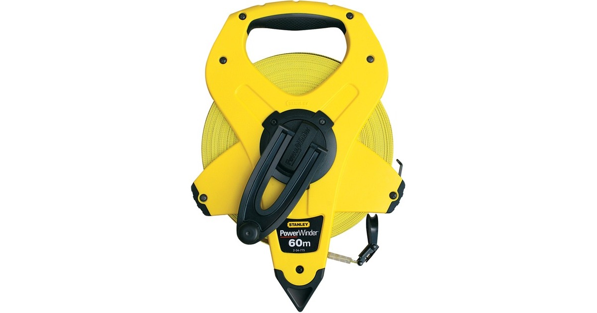 StanleyLandmeter Powerwinder Fiberglas 60m afstandsmeter  (Geel/zwart)