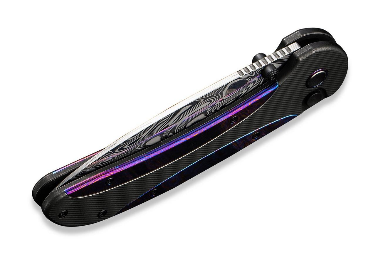 WE Knife Zizzit WE23031-DS1 Thor Damasteel, Black Titanium Handle Timascus Inlay zakmes