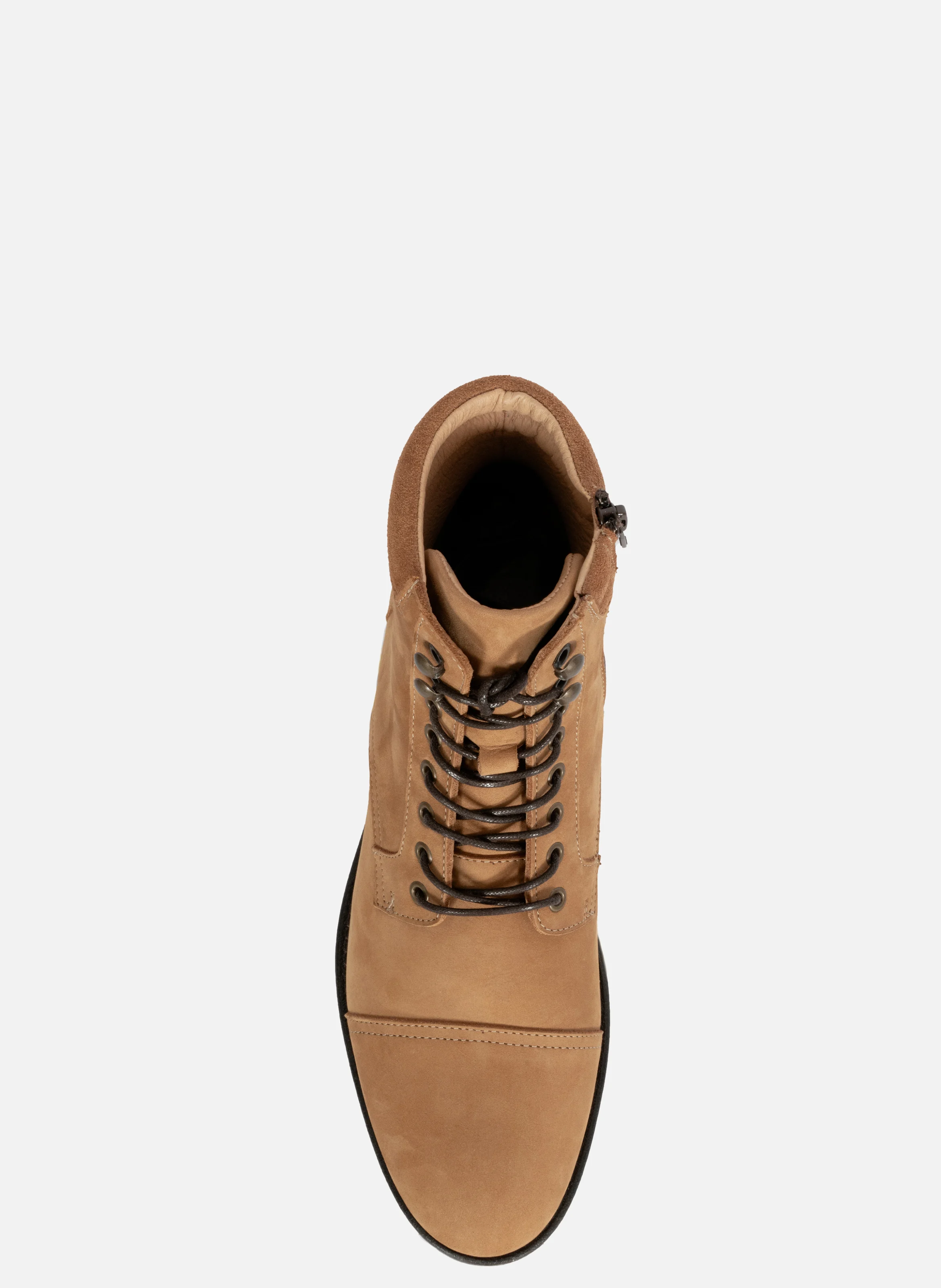 Ranger boots à col cuir | Marron