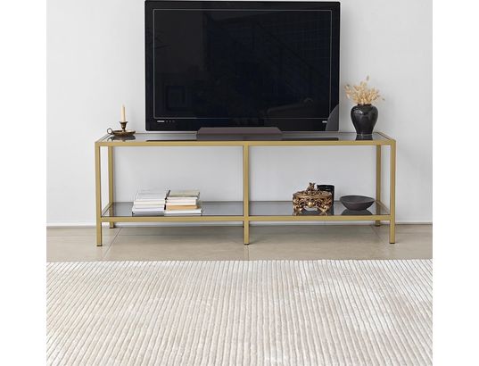 CONCEPT1 - Meuble TV basique gris foncé or 130 x 40 x h45 cm
