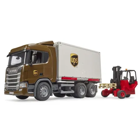 BRUDER® Scania Super 560R UPS Logistik-LKW mit Mitnahmestapler