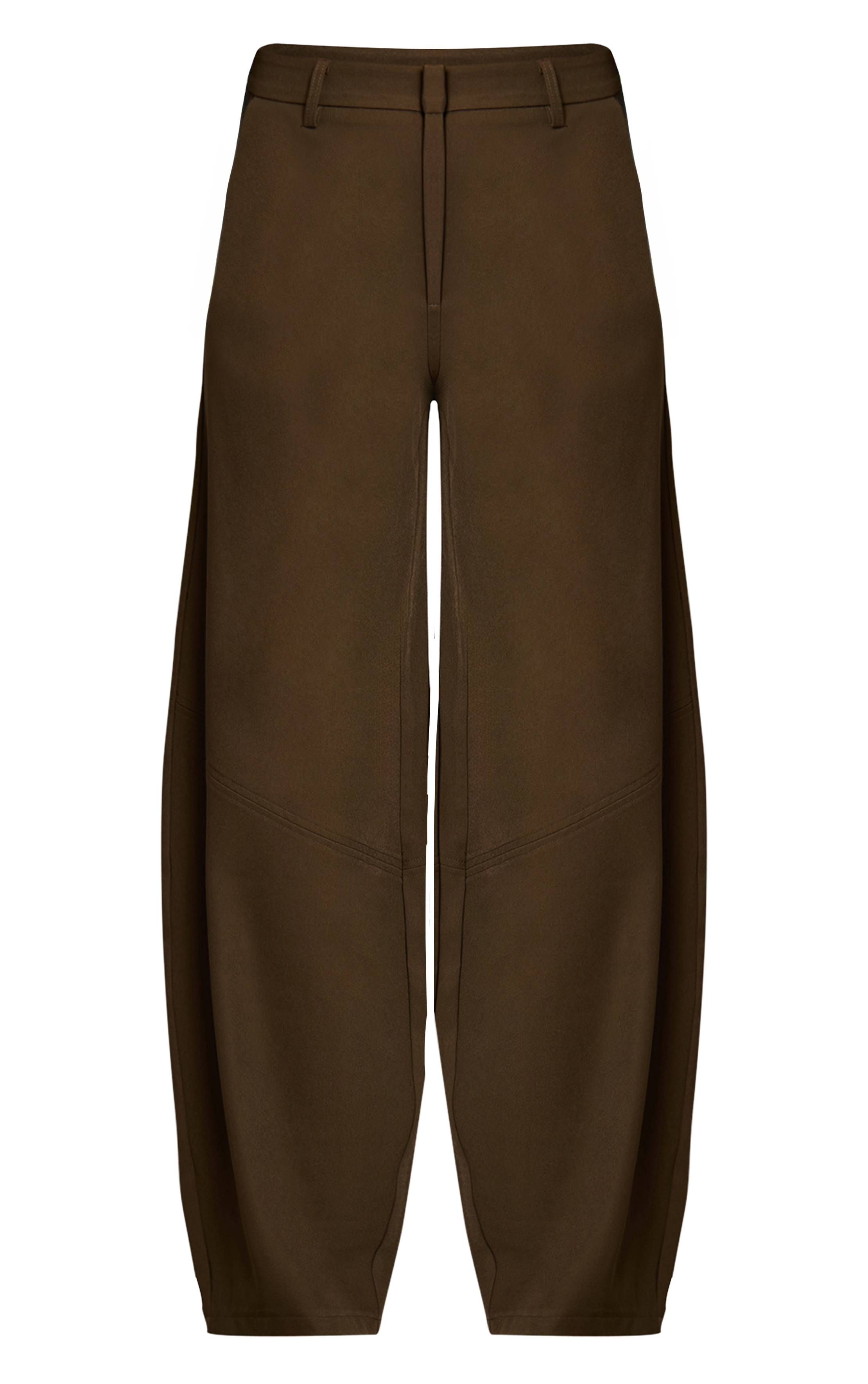 Dark Khaki Pantalon Ballon Tissé À Détails De Coutures