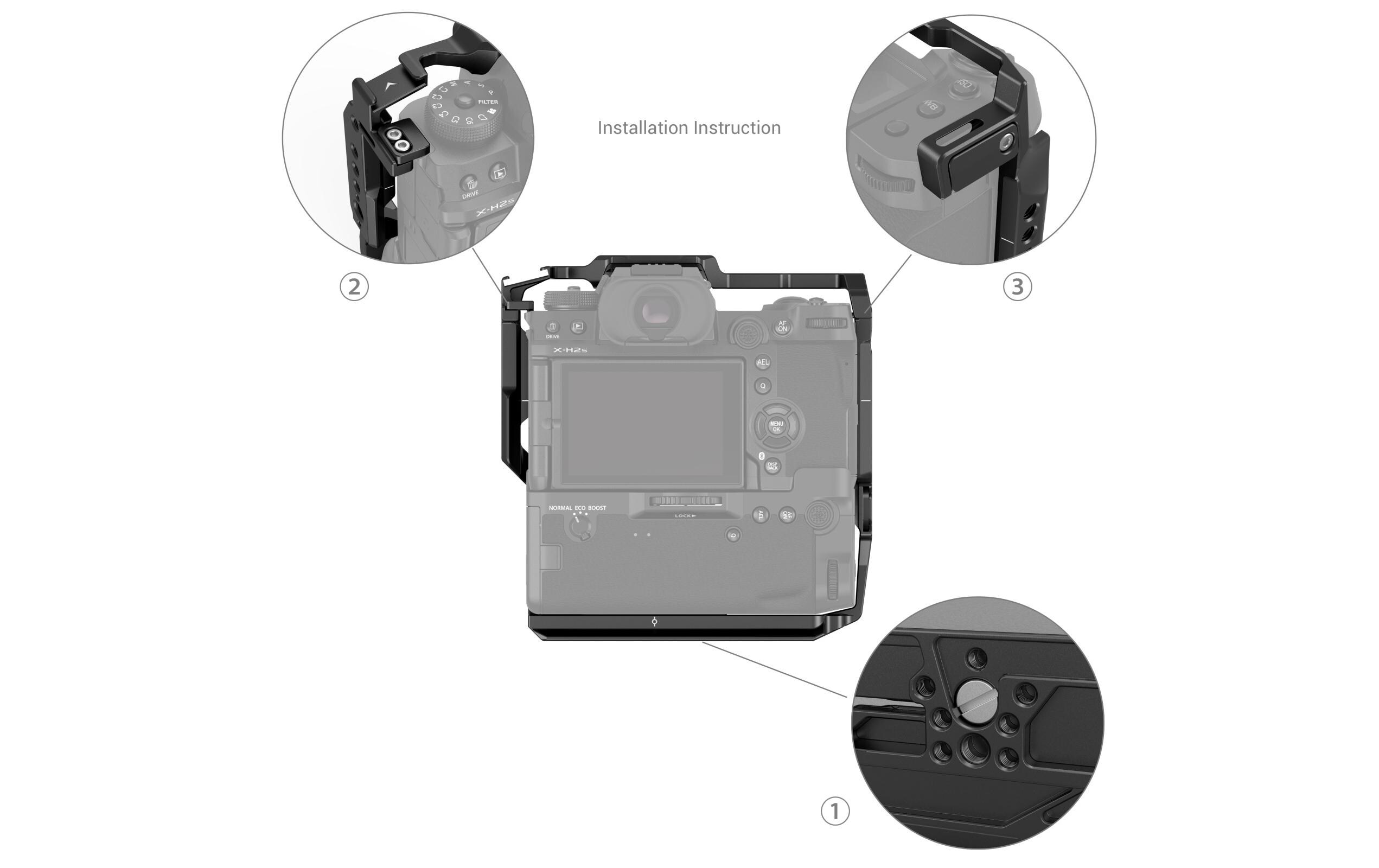 Cage für Fujifilm X-H2S mit Batteriegriff<br>Multifunktionshalterung für FUJIFILM X-H2S mit FT-XH / VG-XH Batteriegriff