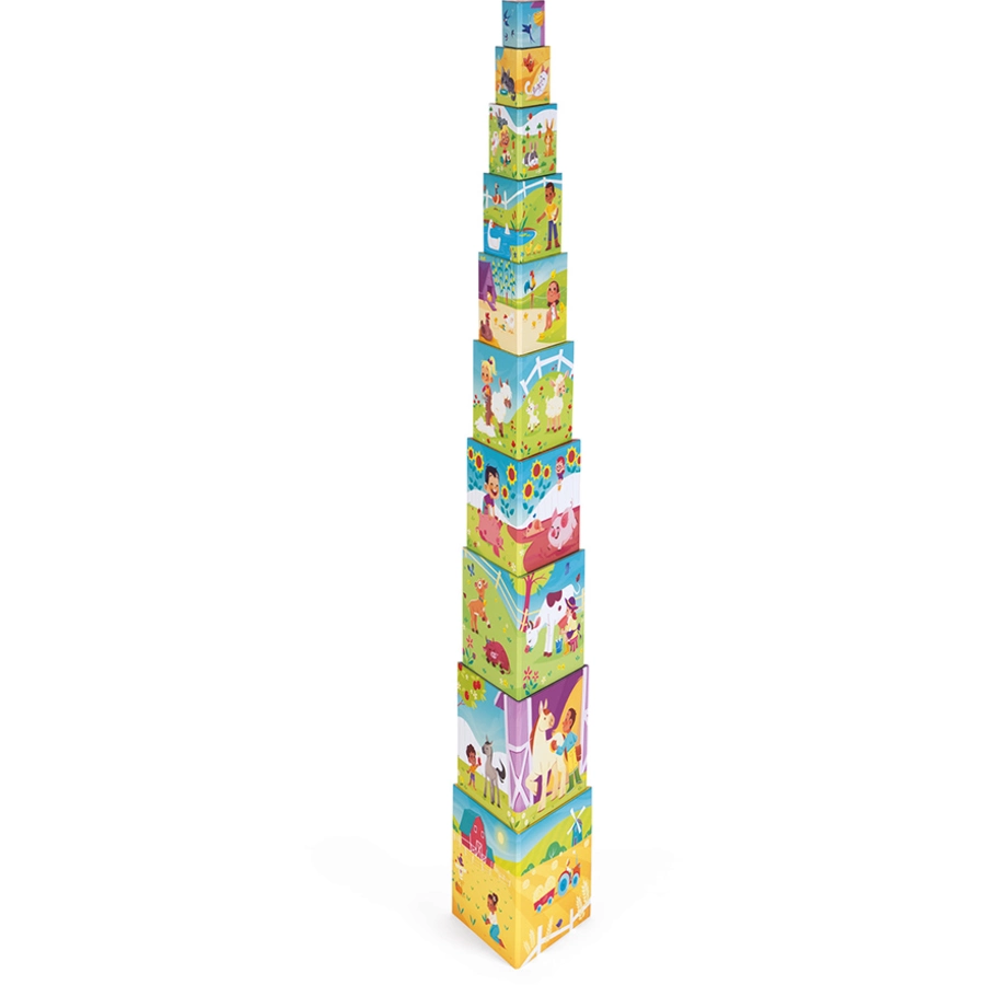Janod® Stapelpyramide Bauernhof Dreieck (Inhalt 10 Elemente)