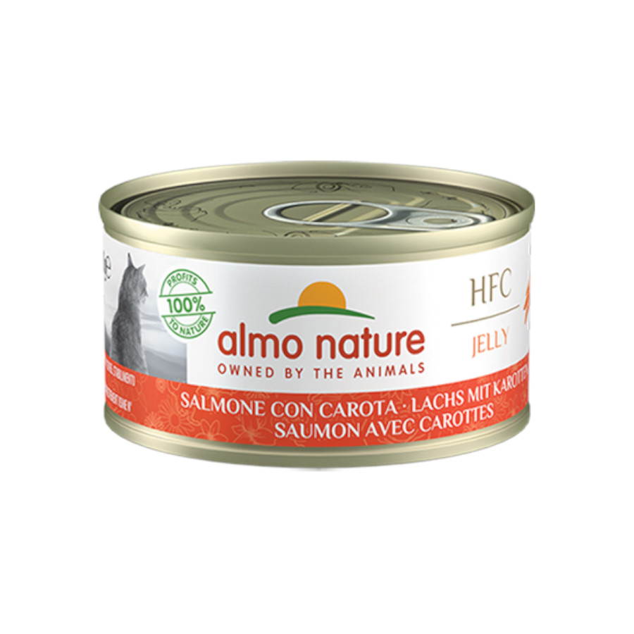 Almo Nature HFC Salmão com Cenouras em Lata de Gelatina 70g para Gatos