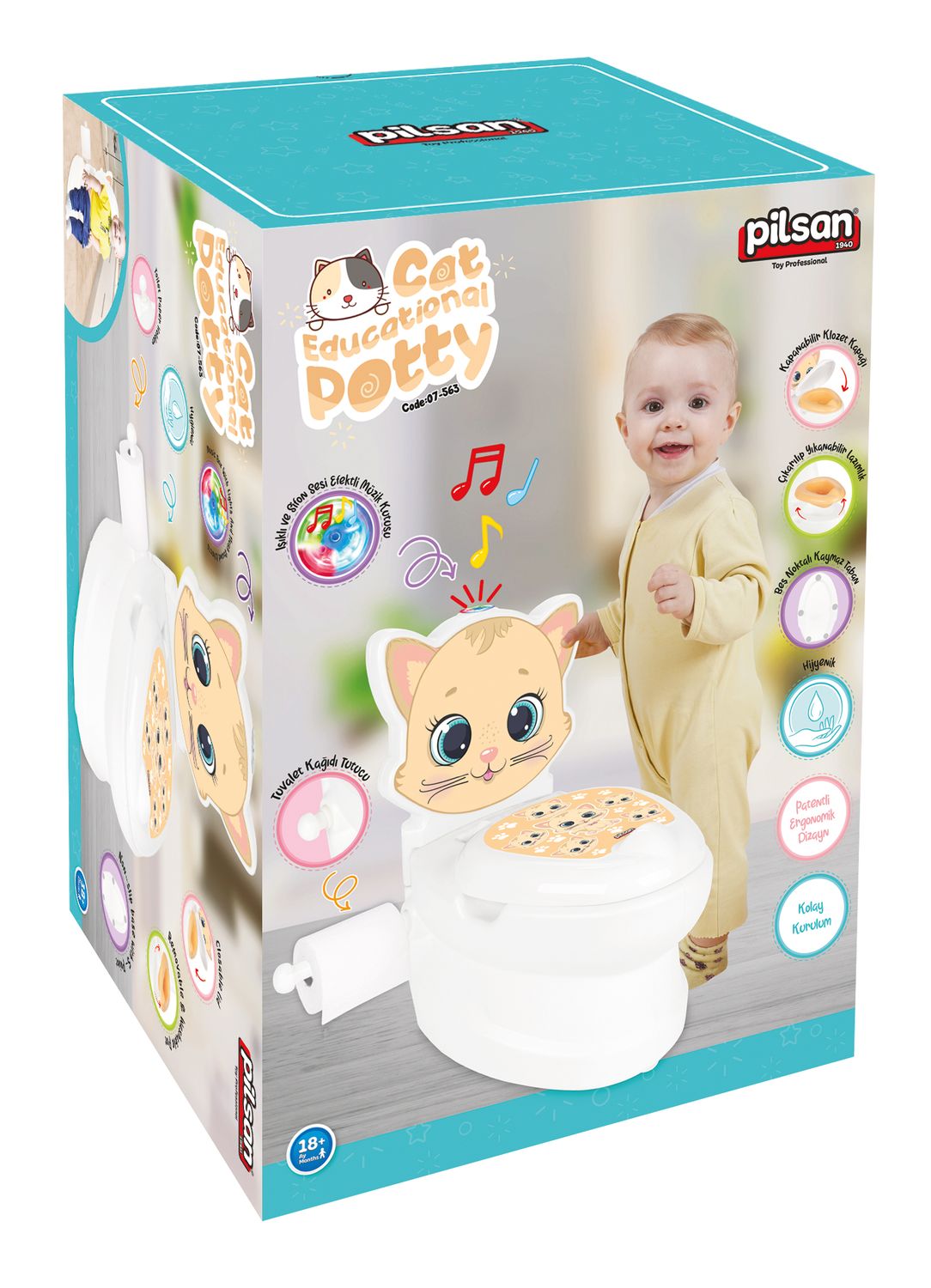 Pilsan Töpfchen Kitty 07563 Toilettenpapierhalter, Musik Licht Behälter bis 25kg weiß