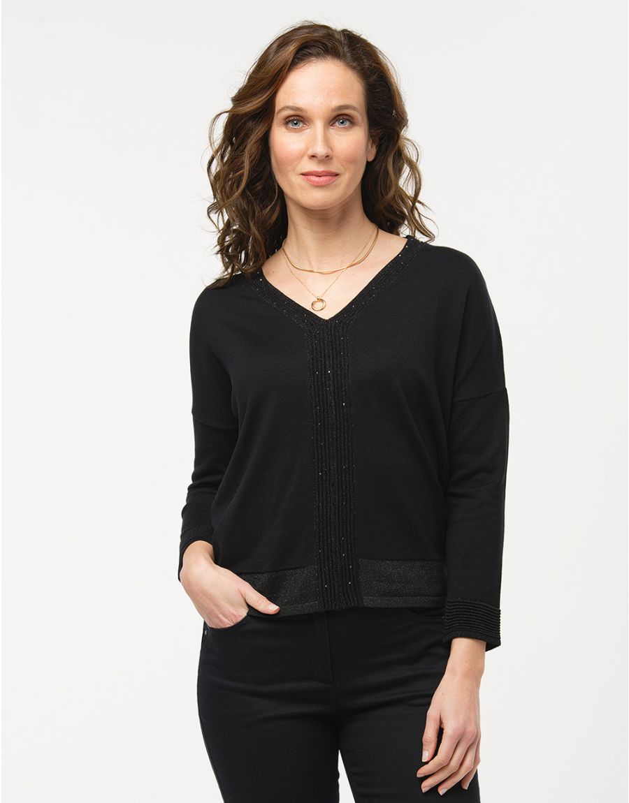 Pull chic noir irisé