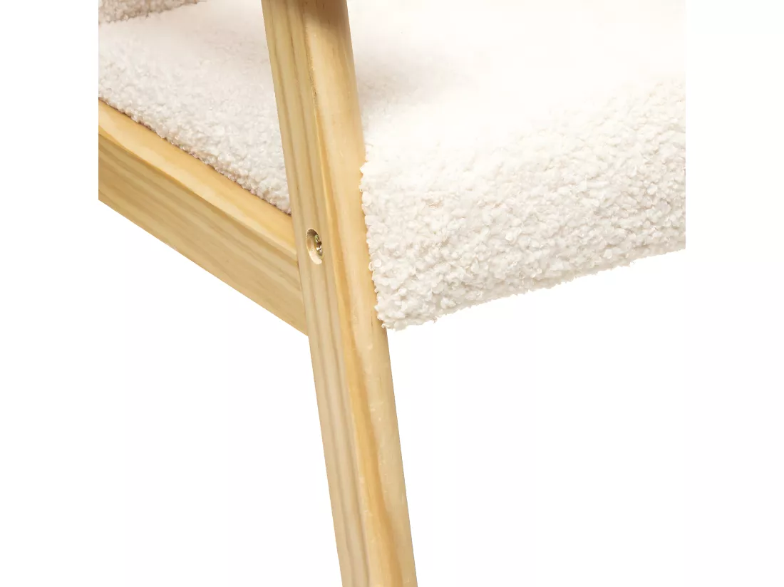 Fauteuil pour Enfant en Bois et Tissu bouclette écru H 46 cm