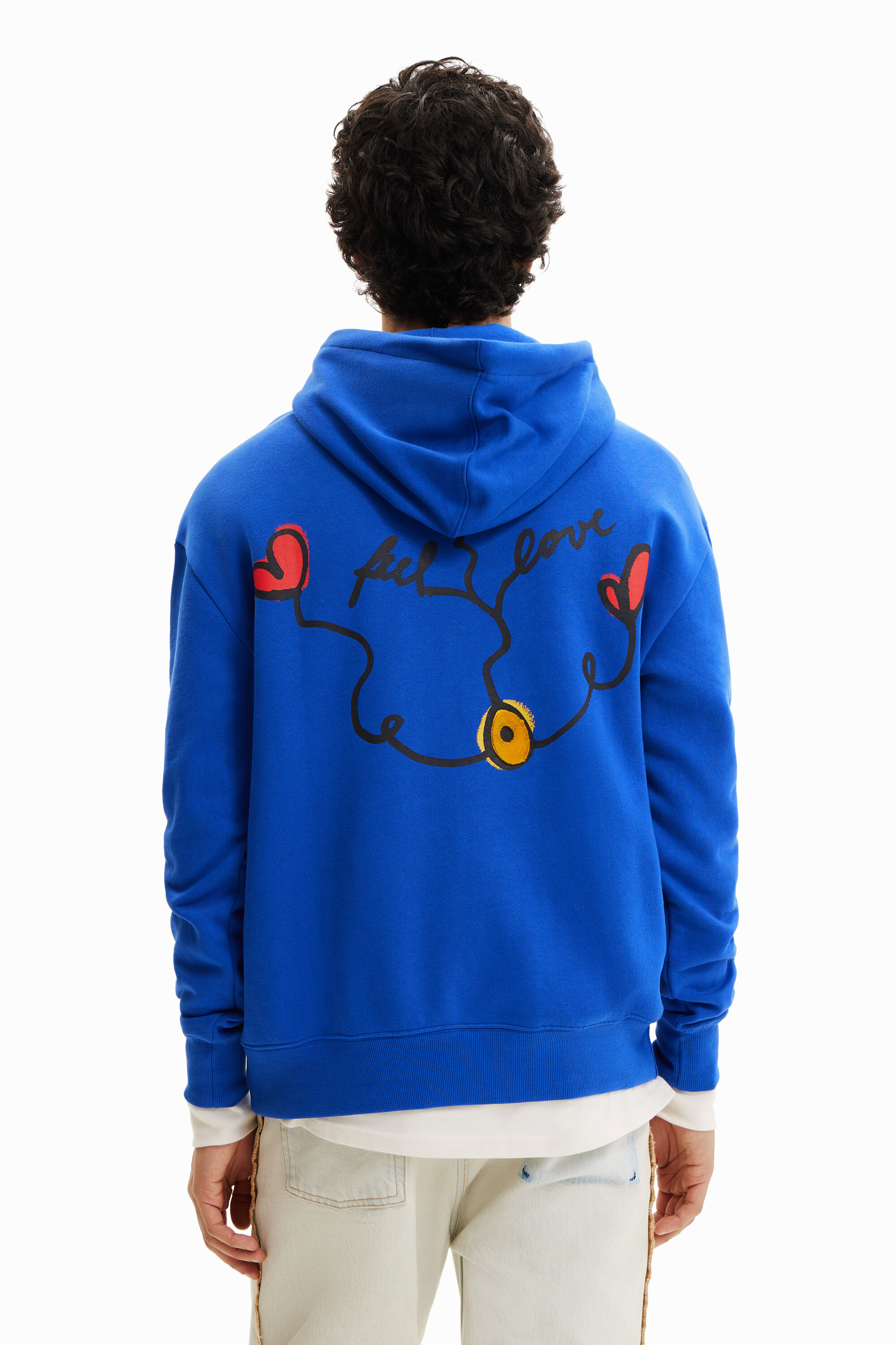 Sweat-shirt capuche message brodé