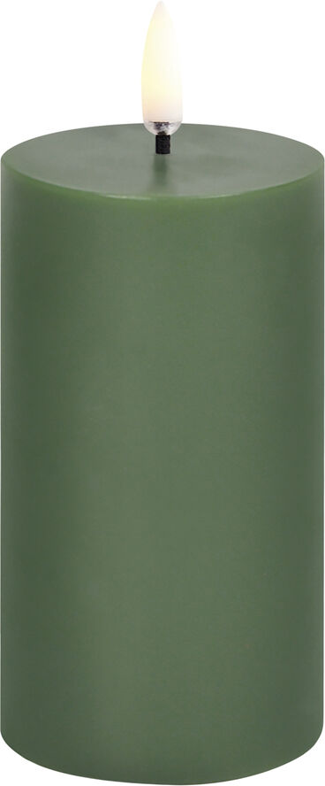 Uyuni LED pillar candle, Olive green. Smooth, 5,8x10,1 cm Olive green