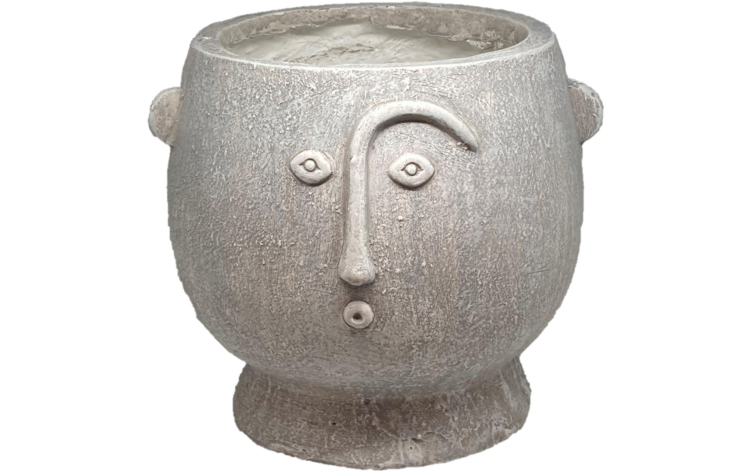 Pflanzentopf mit Gesicht 16 cm, GrauDekorativer Pflanzentopf