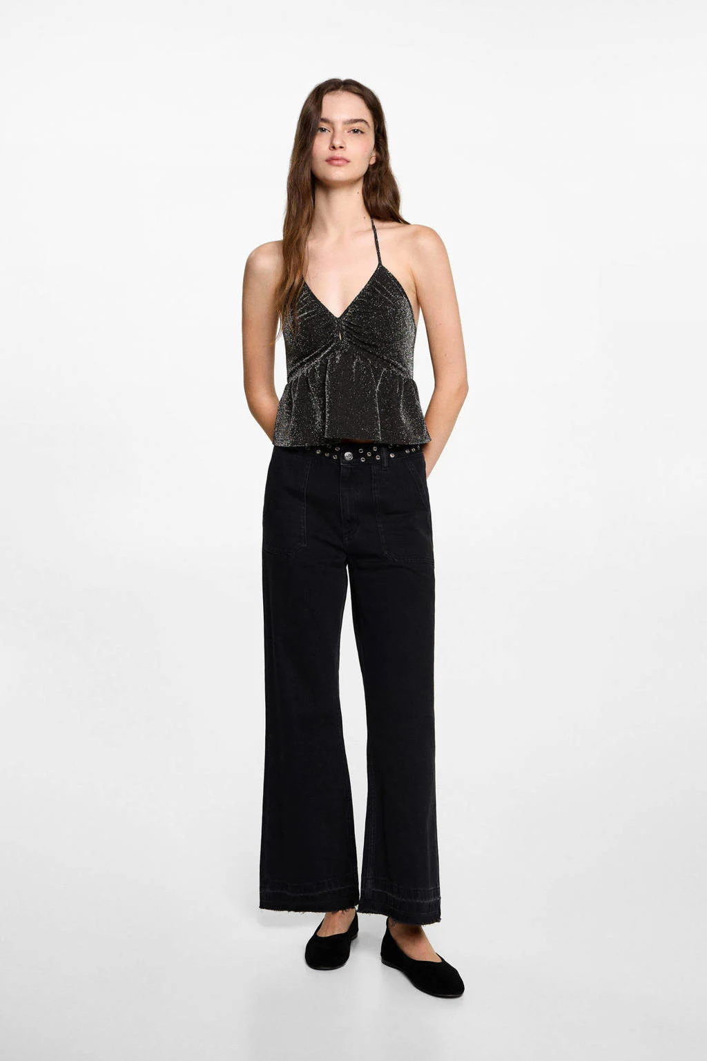 MANGO TEEN haltertop zwart