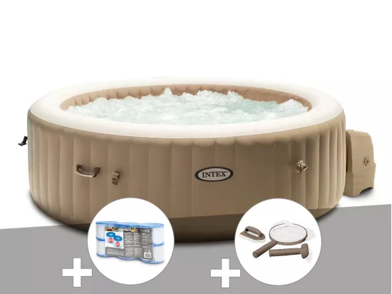 Kit spa gonflable Intex PureSpa Sahara rond Bulles 4 places + 6 filtres + Kit d'entretien