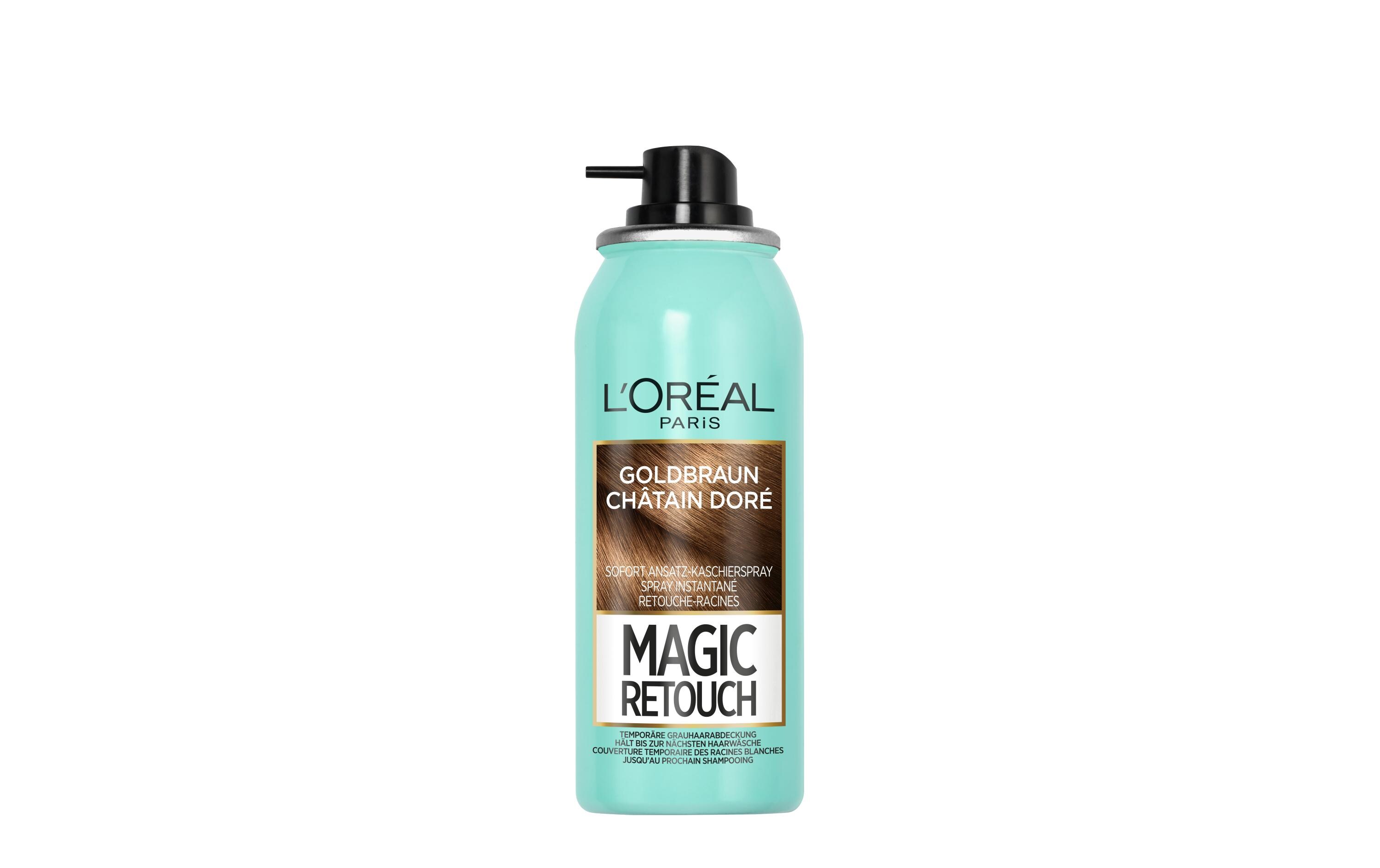 Haaransatz-Spray Magic Retouch GoldlbraunKaschiert den grauen Haaransatz in nur 3 Sekunden