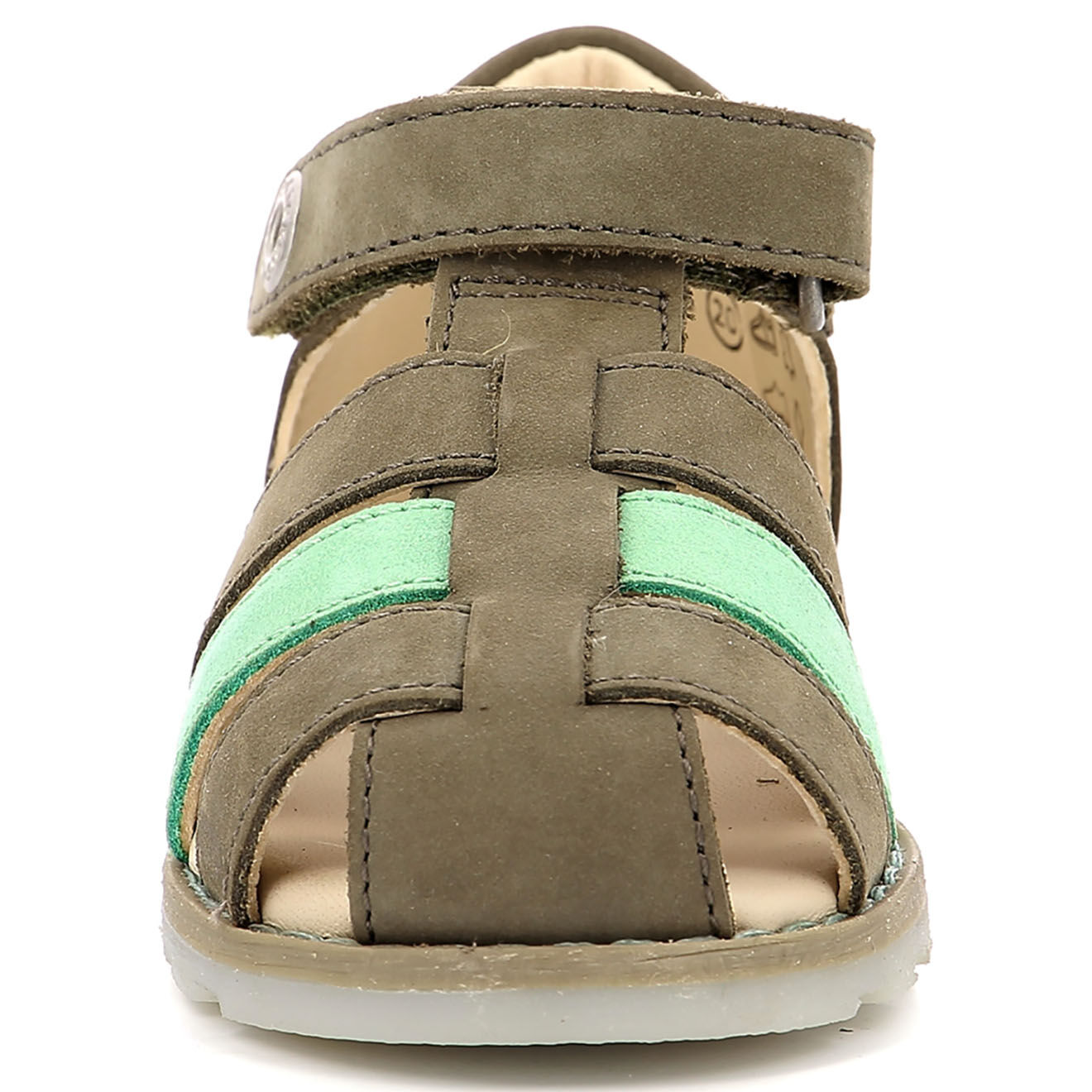 Kickers Sandales en Cuir Nonopi kaki/vert