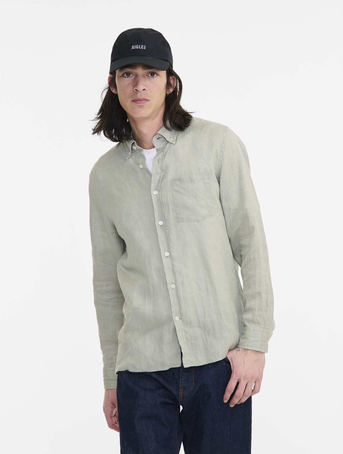 Chemise en lin à manches longues SAUGE