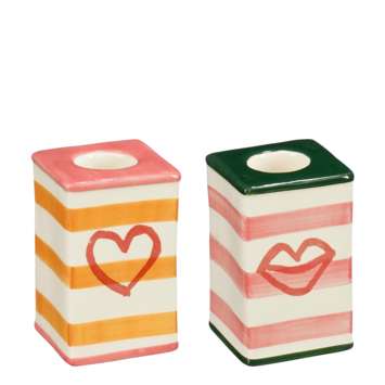 Bliss kandelaar roze oranje - l5xb5xh8cm