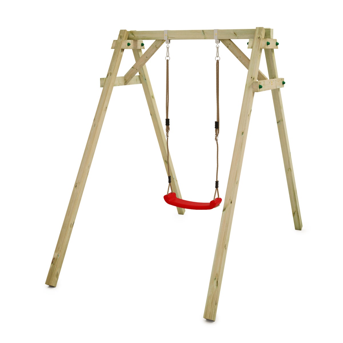 WICKEY Kinderschommelset Smart One Schommel met Schommelzitje, Schommelframe, Enkele Schommel, Houten Schommel - Rood