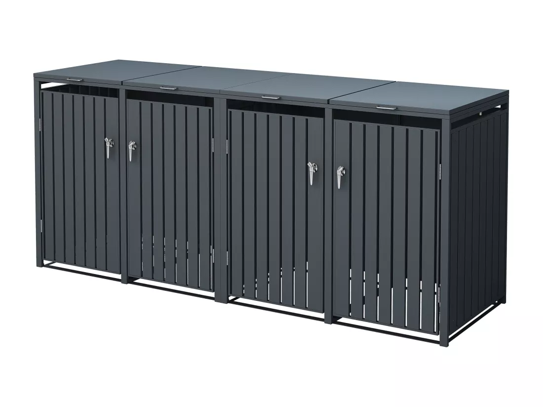Set 2x abri de poubelle double cache-poubelle boîte de rangement jardin 240 L