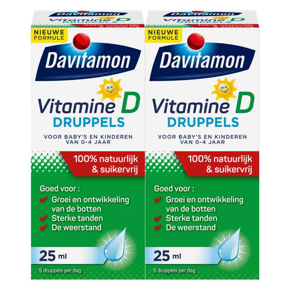 2x Davitamon Vitamine D Druppels 100% Natuurlijk25 ml
