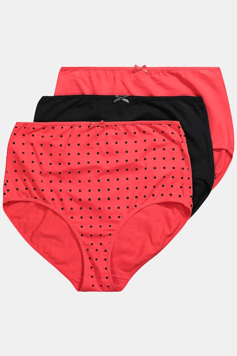 Maxislips, 3er-Pack, Punkte / einfarbig, High Waist