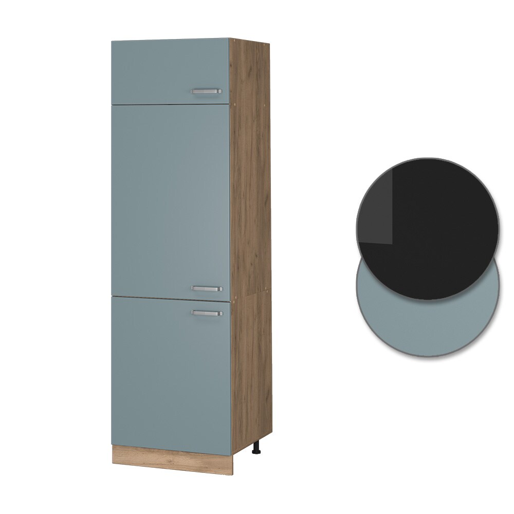 Vicco Kühlumbauschrank Küchenschrank R-Line Solid Eiche Blau Grau 60 cm modern