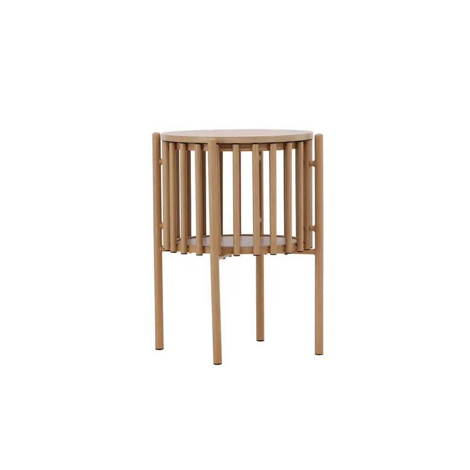 Bijzettafel Met Opbergruimte - Naturel MDF - 45x45x65cm - Rubbo