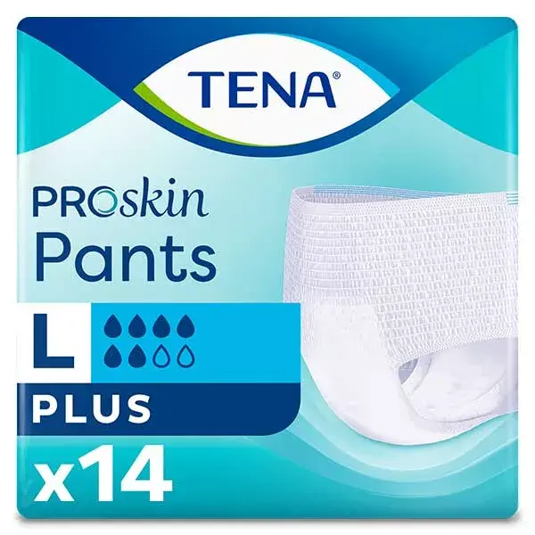 Calça Absorvente TENA Proskin Pants Tamanho Grande G Pacote com 14 unidades