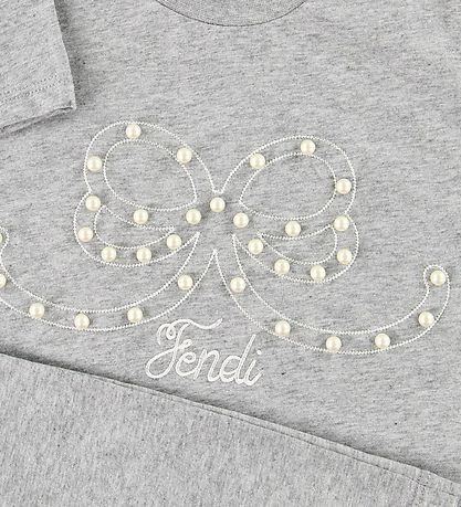 Fendi Kids T-shirt - Gråmeleret m. Perler