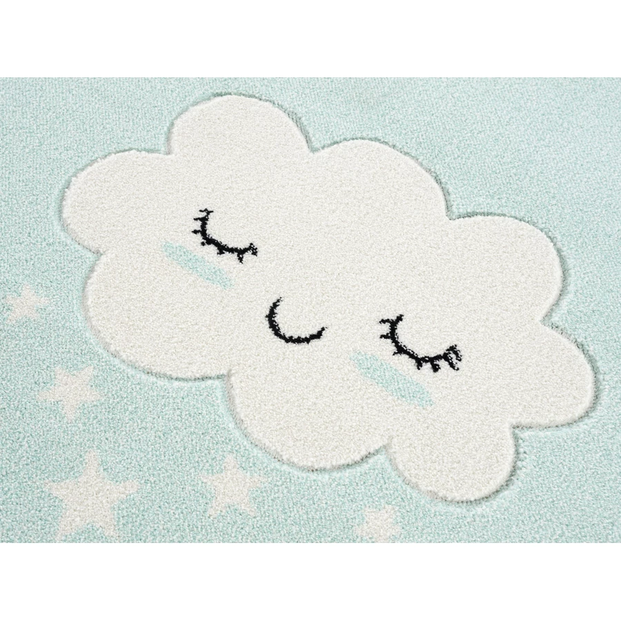 LIVONE Kinderteppich Kids love Rugs WOLKE Rund mintweiss