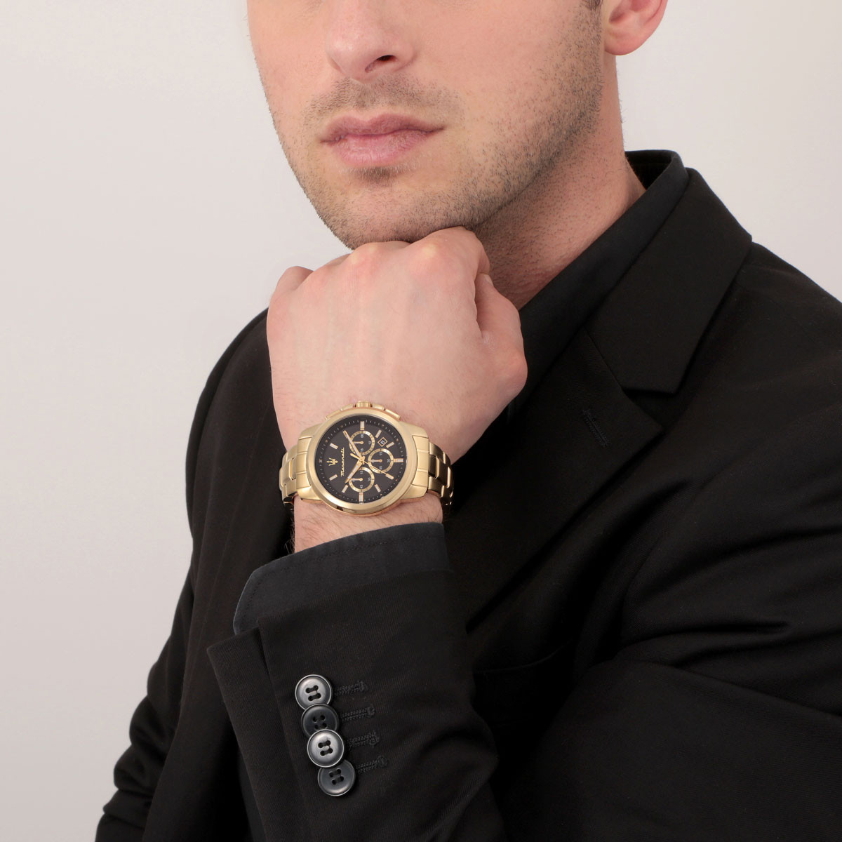 Montre MASERATI homme bracelet acier inoxydable doré jaune