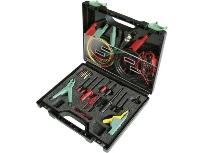SKS Hirschmann PMS SKS Electronic Sikkerhedskrokodillenæbssæt Stikforbindelse 4 mm, Stikforbindelse 2 mm, Stik: 0,64 mm CAT III 1000 V Sort, Rød, Gul, Grøn