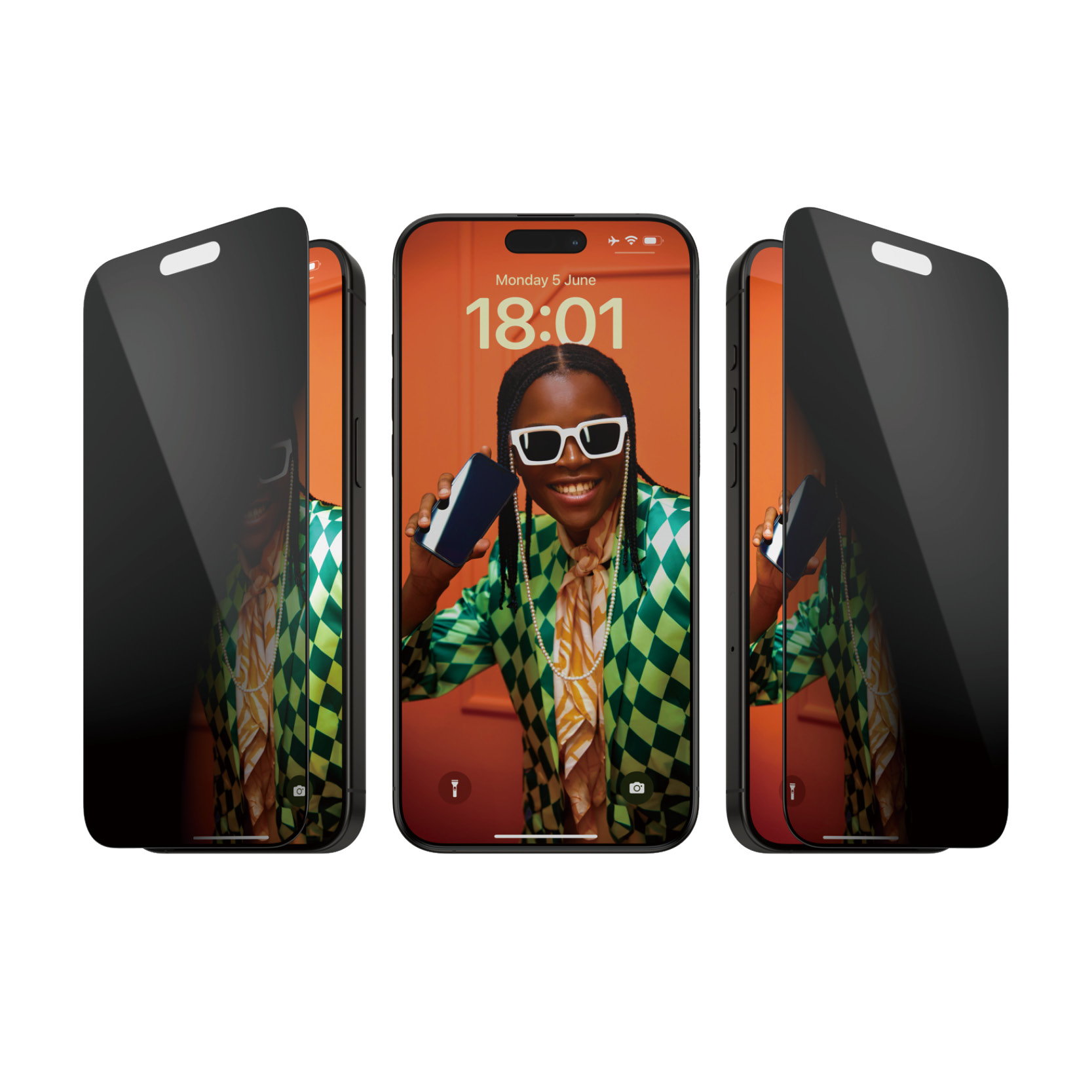 iPhone 15 Pro Max Antibakterielle Ultra Wide Fit Privacy Panzer Glas mit Montagerahmen (P2812)