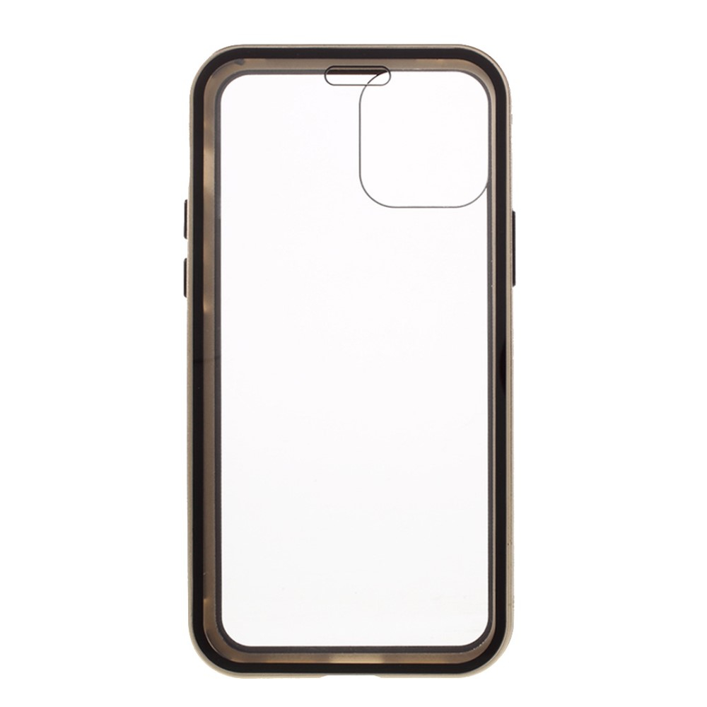 iPhone 12 / iPhone 12 Pro Magnetische Alu Schutzhülle mit Panzer Glas Backcover   Displayschutz (Magnet-Technologie) - Gold
