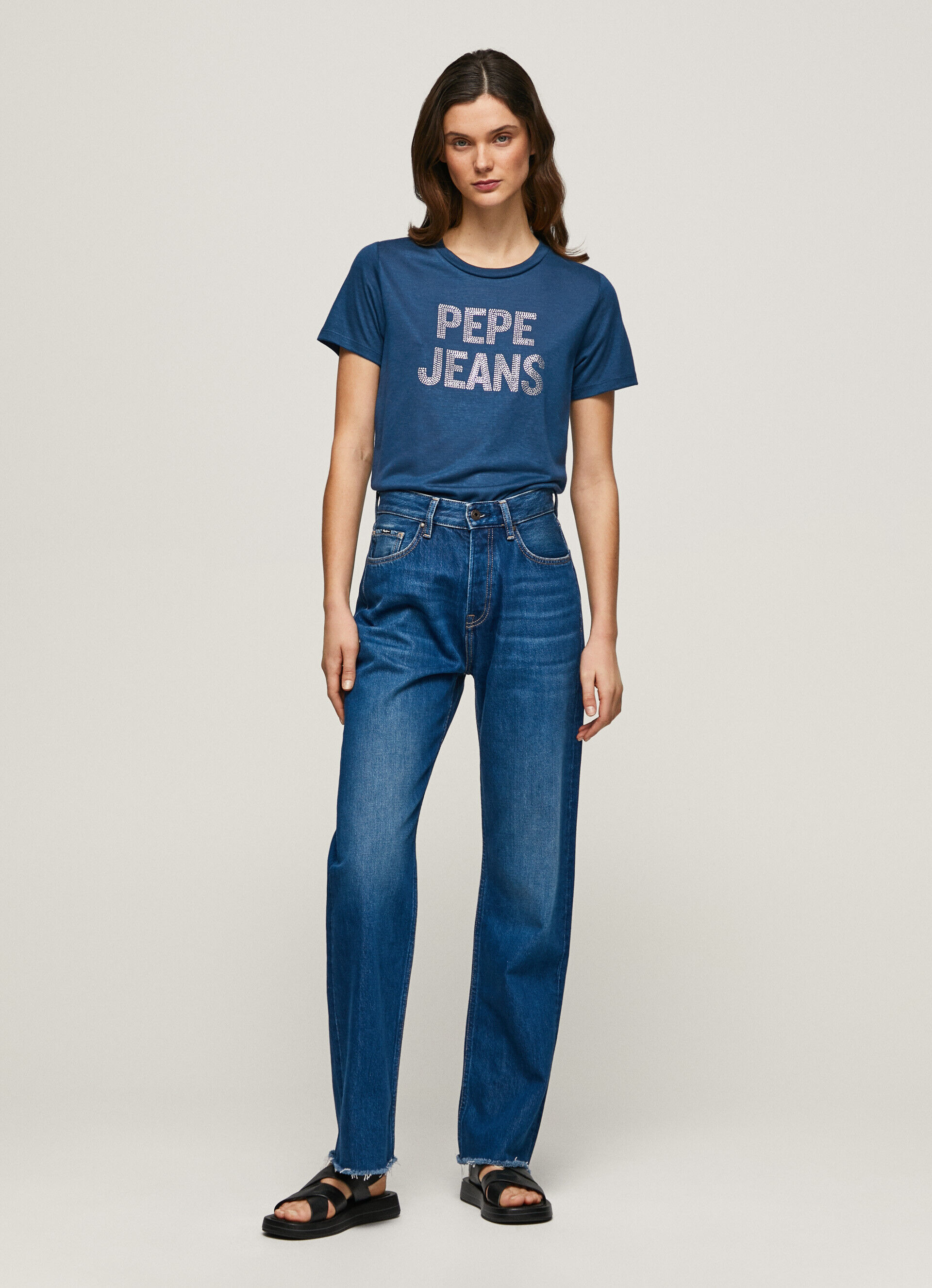 Camiseta Strass com logo estampado - azul oceano