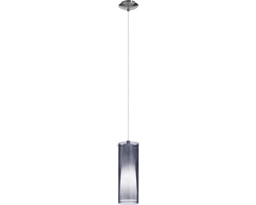 Hanglamp, 1-lichts, Ø 11 cm, nikkel/mat/rookglas/wit