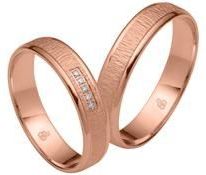 Trouwringen in roségoud met 5 Diamanten