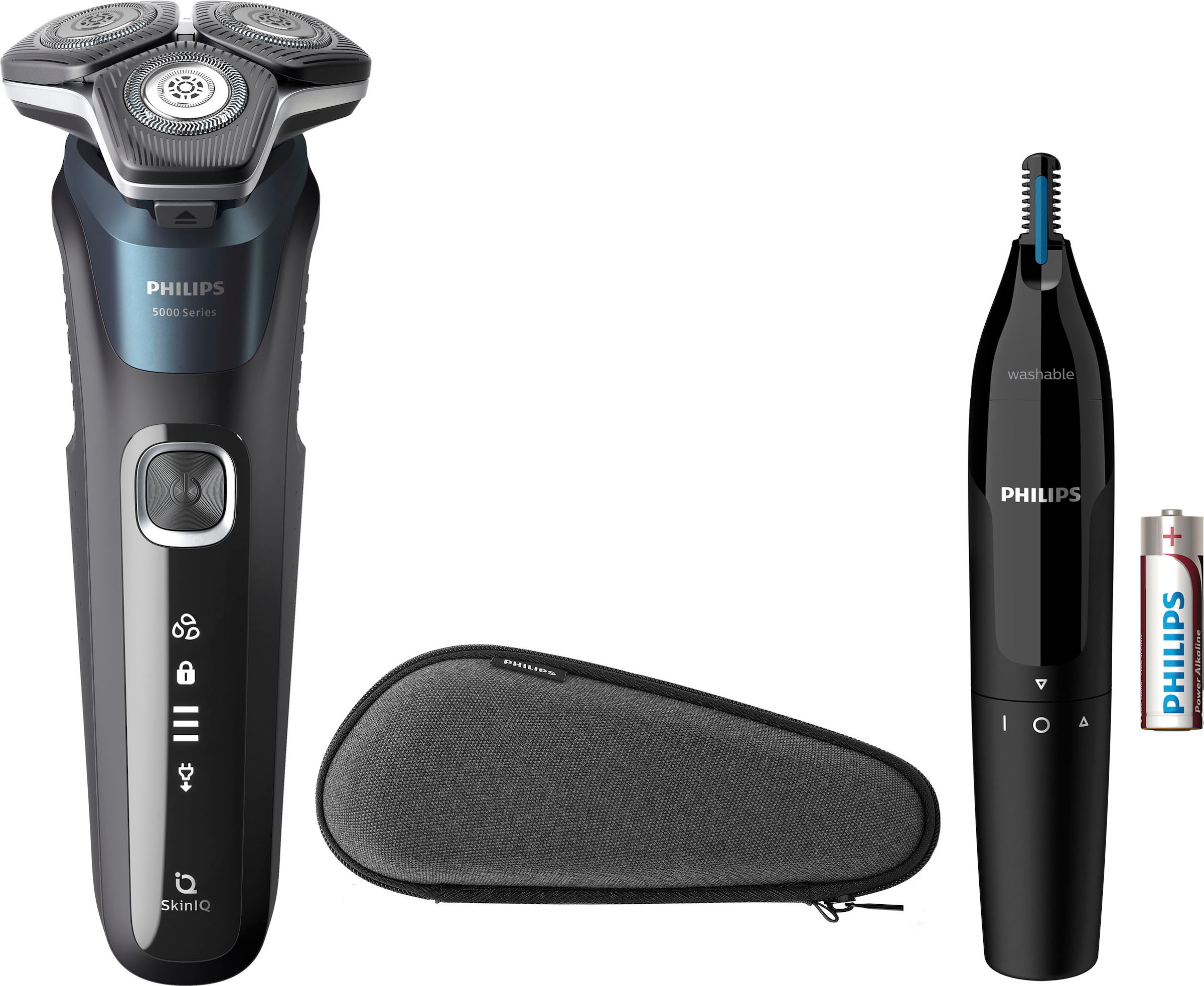 Philips Elektrorasierer »Shaver Series 5000 S5889/11« ausklappbarer Präzisionstrimmer Nasen- und Ohrenhaartrimmer, Etui, mit SkinIQ Technologie