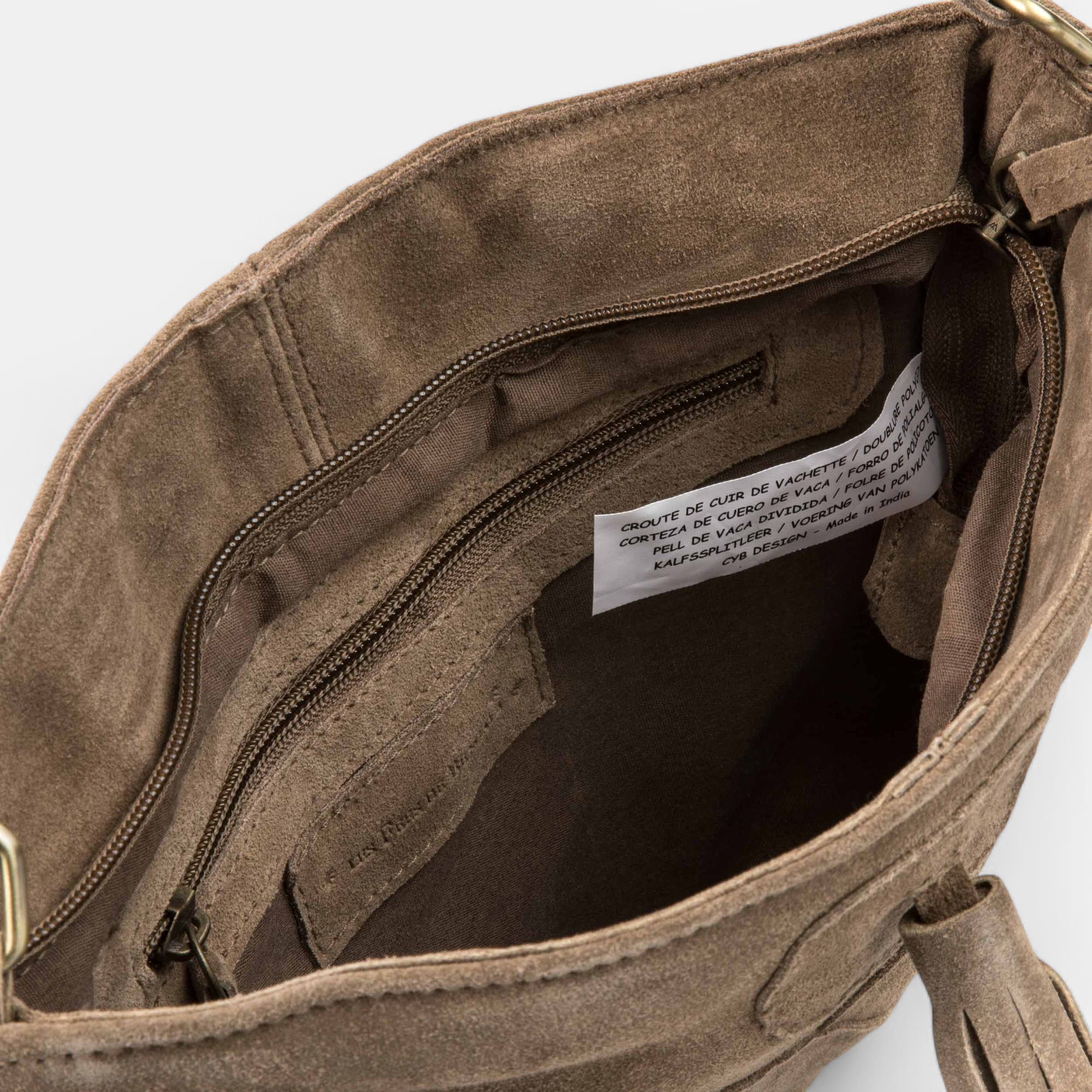 Sac bandoulière en cuir taupe