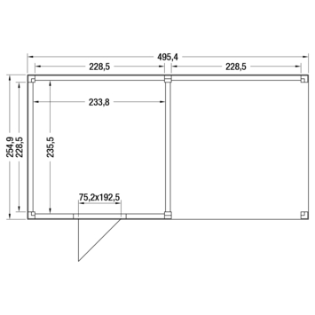Tuinhuis Douglas 495x255cm symmetrisch