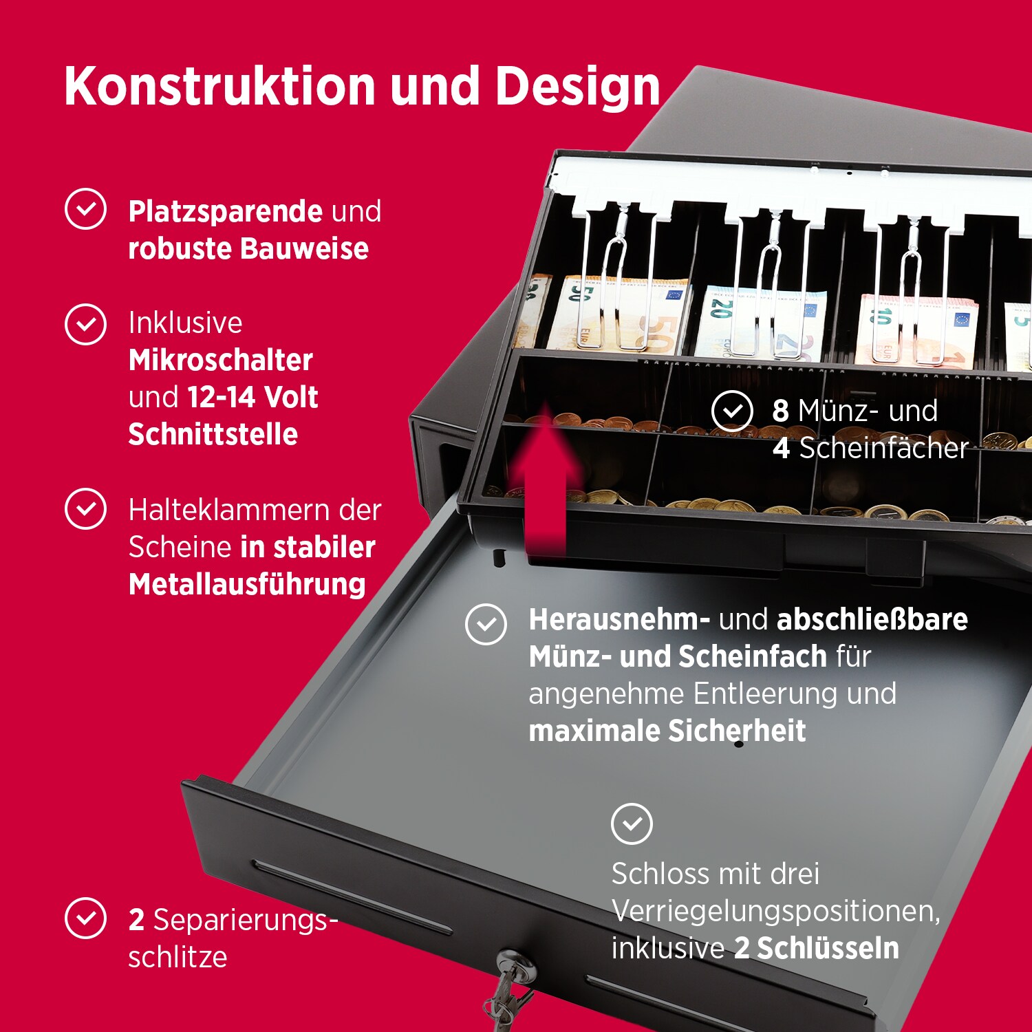 LD 410A Kassenschublade elektrisch Olympia Kassenkompatibel mit RJ11/12 Anschluss