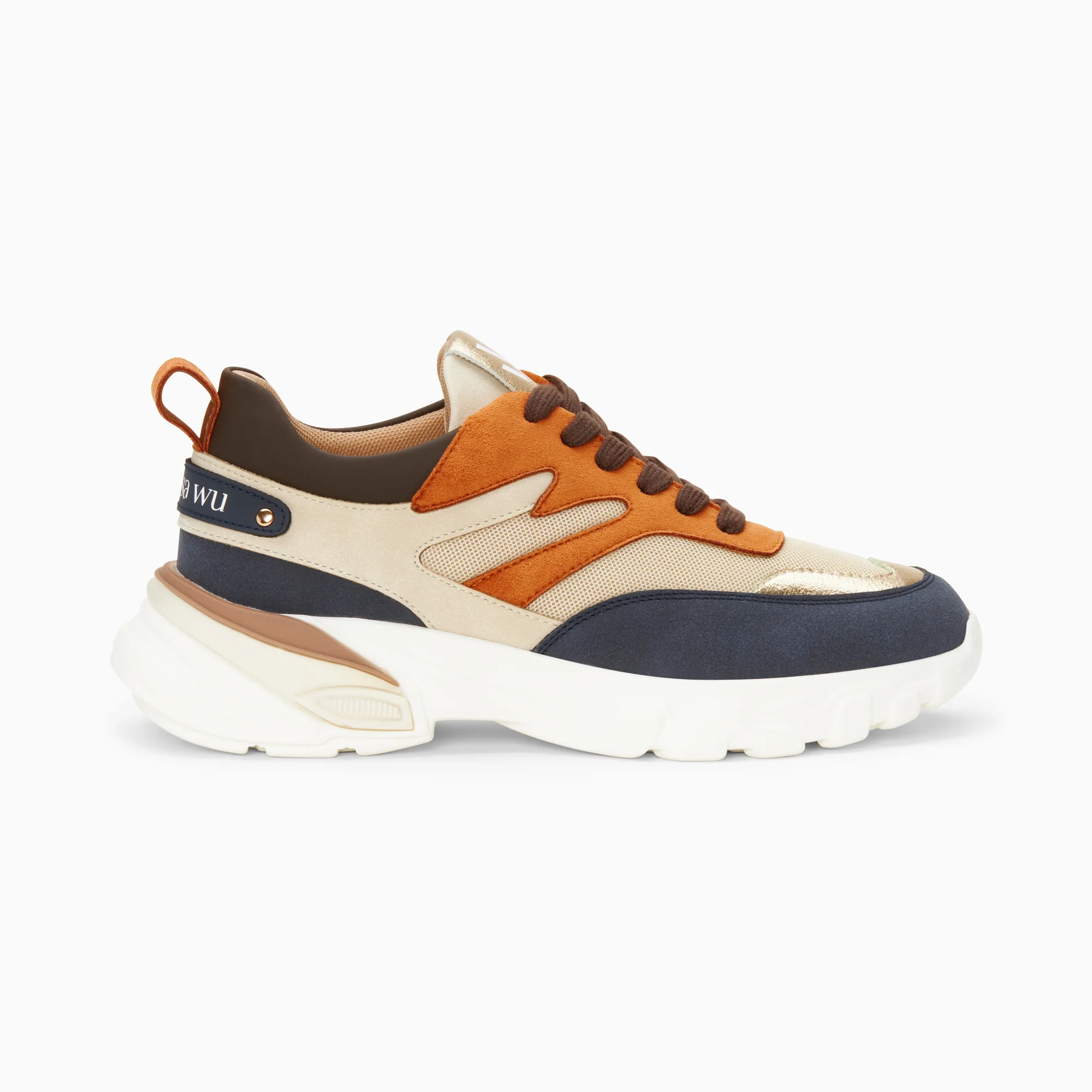 Sneakers-Baskets Ruth bleu, beige et orange à semelle oversize