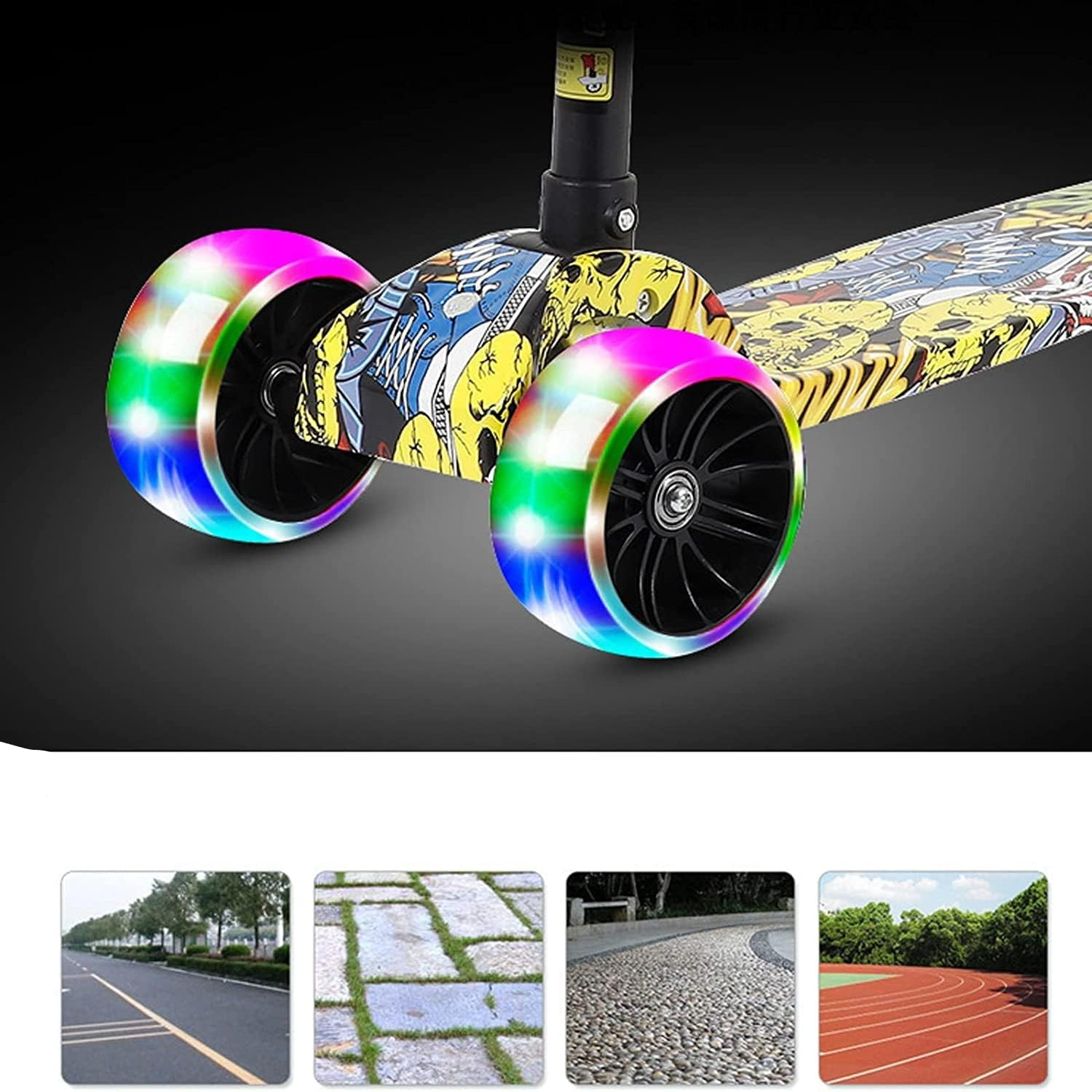 Kinder Scooter Klappbarer Tretroller Spielzeug Roller Dreiradscooter Kickroller mit LED Rädern - Bunt