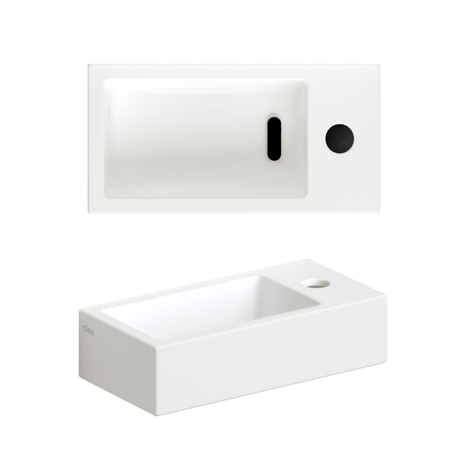 Clou Flush 3 keramische fontein 36cm met kraangat rechts wit mat