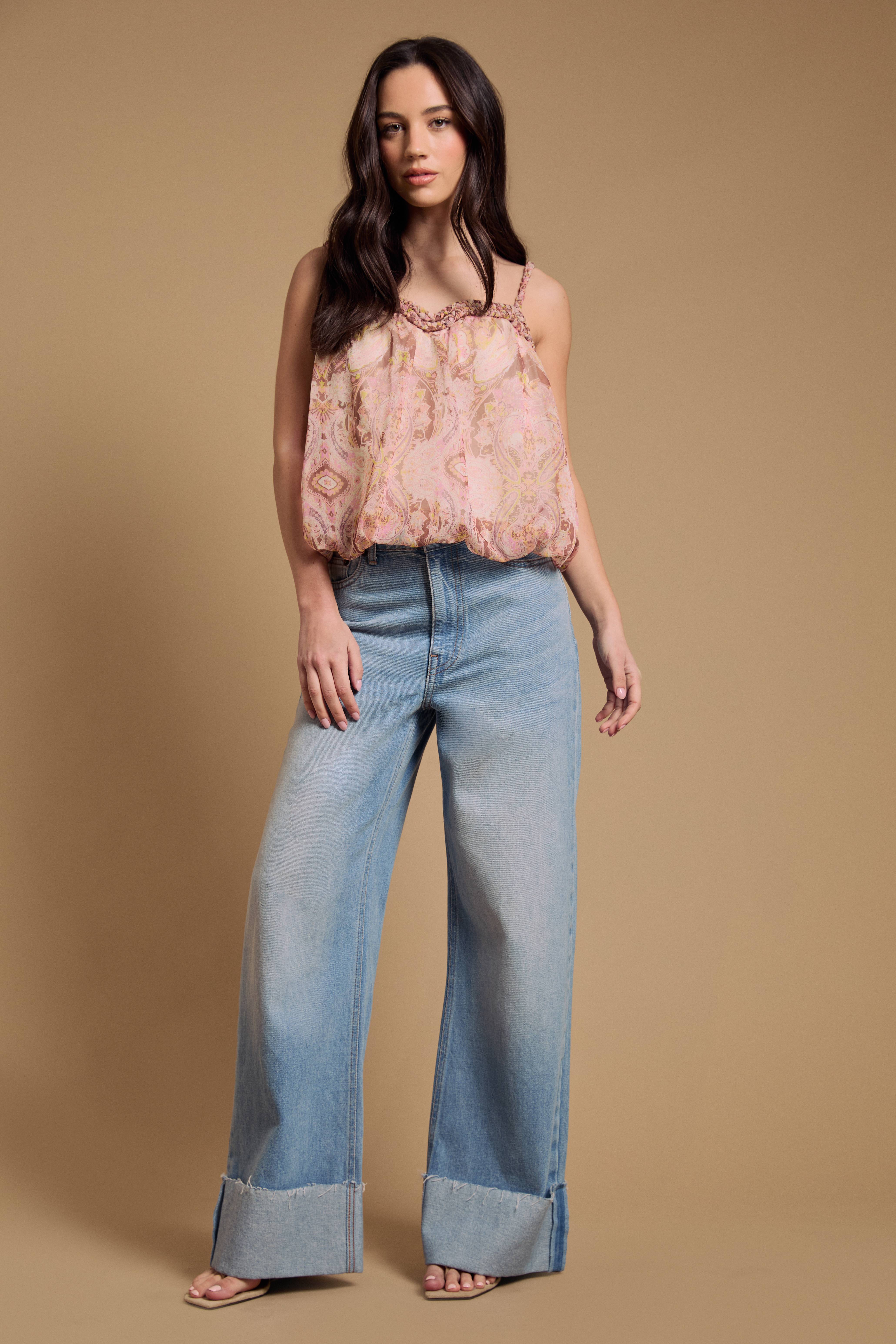 Oasis Blouse Camisole À Col Cordé Et Ourlet Bouffant