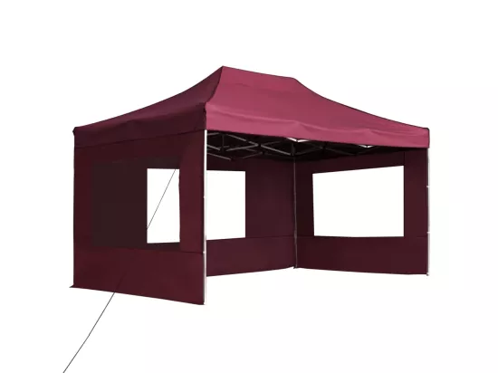 Tente de réception pliable et parois Aluminium 4,5x3 m Bordeaux