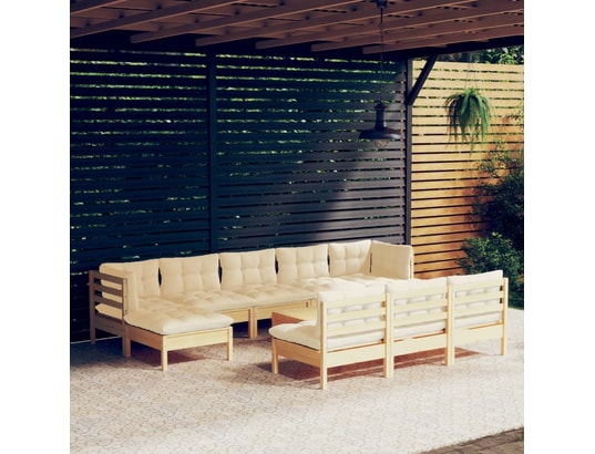 LES TENDANCES - Salon extérieur Salon de jardin-crème-11 places-63.5x63.5x62.5-358118