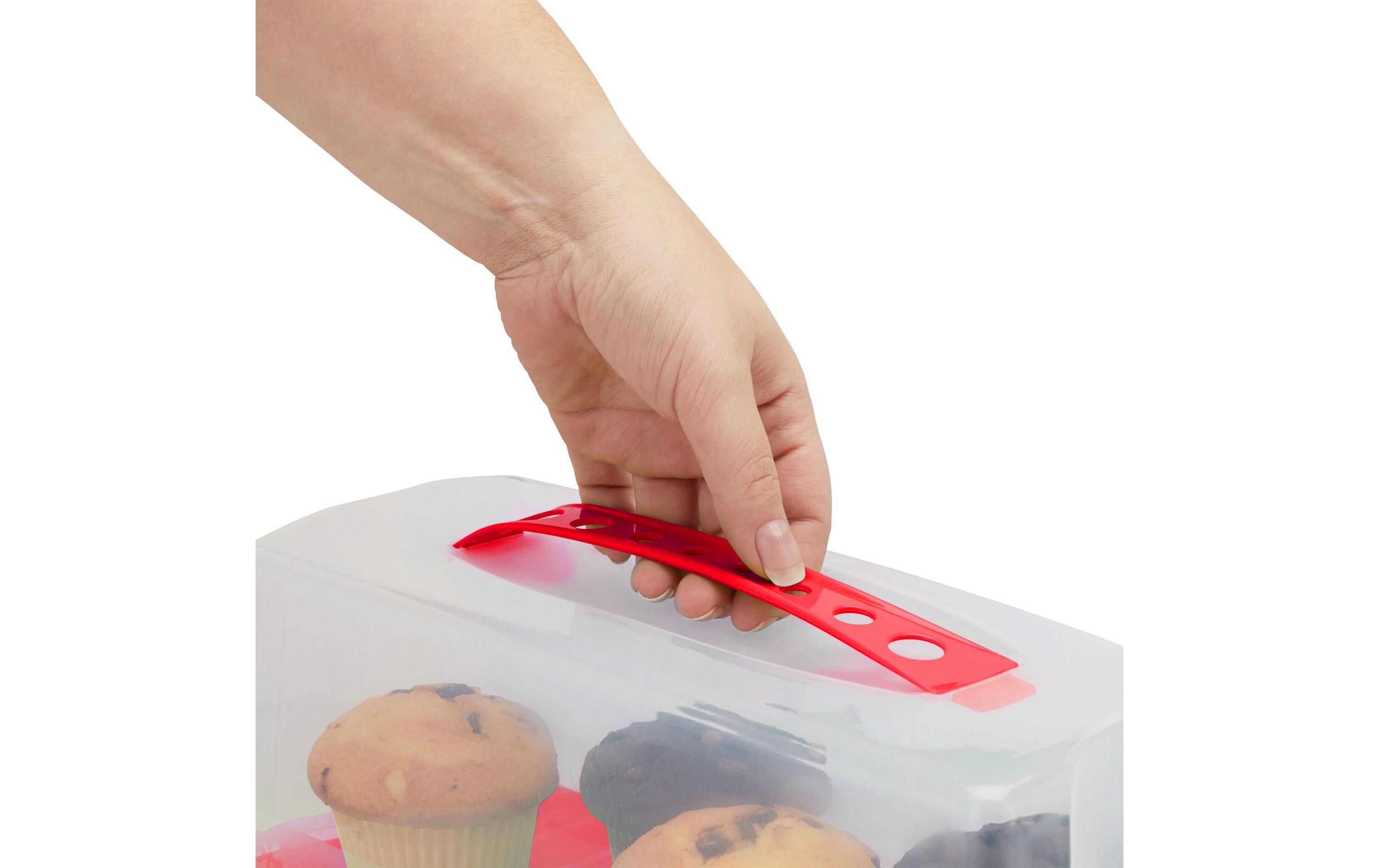 Cakebutler Rot/TransparentKuchenträger mit abnehmbarer Haube